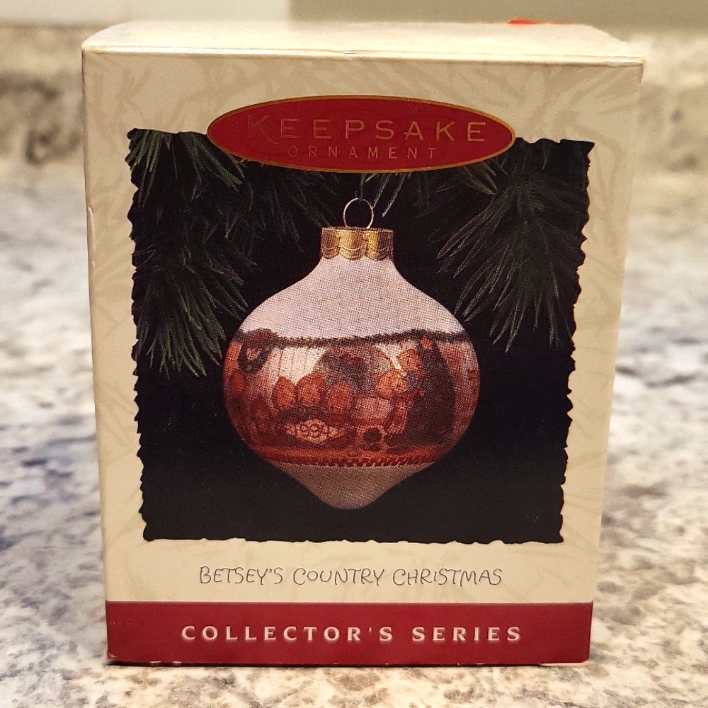 Vintage 1994 Hallmark Betsey's Country Christmas Glass Ornament